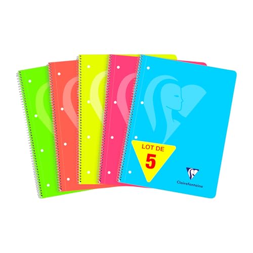 Clairefontaine 598723Cpack - Mimesys NEON cahier spiralé polypro 22,5x29,5cm 240p Q.5x5 cadré perfo. 4 trous 5 couleurs de bandes couleurs FLUO assorties - PAQ DE 5 Clairefontaine 598723Cpack - Mimesys NEON cahier spiralé polypro 22,5x29,5cm 240p Q.5x5 cadré perfo. 4 trous 5 couleurs de bandes couleurs FLUO assorties - PAQ DE 5 von Clairefontaine