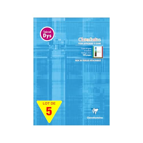 Clairefontaine 6148Cpack - Bloc écriture "Clairenfantine" spécial Dys encollé 21x29,7cm 100 pages détach. cadre & lignes 4 couleurs Interligne 5 mm - Lot de 5 Clairefontaine 6148Cpack - Bloc écriture "Clairenfantine" spécial Dys encollé 21x29,7cm 100 pages détach. cadre & lignes 4 couleurs Interligne 5 mm - Lot de 5 von Clairefontaine