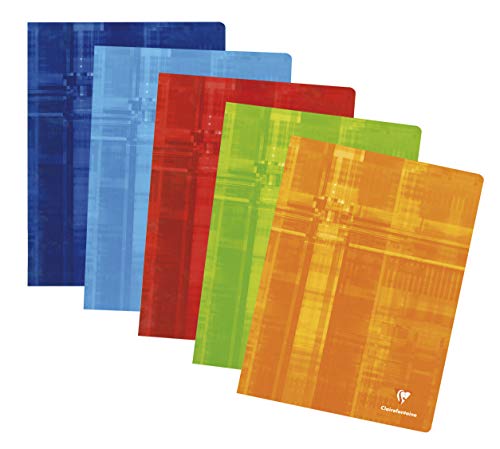 Clairefontaine 63362C - Packung mit 10 Heften DIN A4+ 24x32cm, kariert, 90g, geheftet, 48 Blatt, farbig sortiert, 1 Pack von Clairefontaine