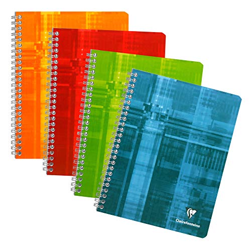 Clairefontaine 68761C - Packung mit 5 Heften mit Spiralbindung, 17x22cm, 90 Blatt, französische Lineatur, 90g, farbig sortiert, 1 Pack von Clairefontaine