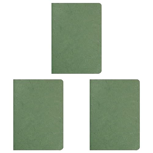 Clairefontaine 733103C Heft AgeBag (DIN A5, 14,8 x 21 cm, Blank, ideal für Ihre Notizen und Zeichnungen, 48 Blatt) 1 Stück grün (Packung mit 3) von Clairefontaine