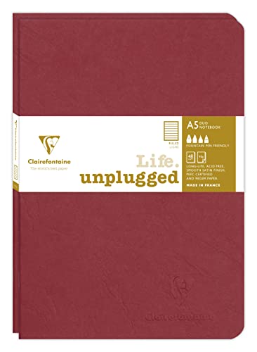 Clairefontaine 733172C - Age Bag DUO Set aus 2 Notizheften 14,8x21cm , geheftet, 48 Blatt 90g, liniert Rot, 1 Set von Clairefontaine