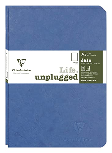 Clairefontaine 733184C - Age Bag DUO Set aus 2 Notizheften 14,8x21cm , geheftet, 48 Blatt 90g, blanko Blau, 1 Set von Clairefontaine