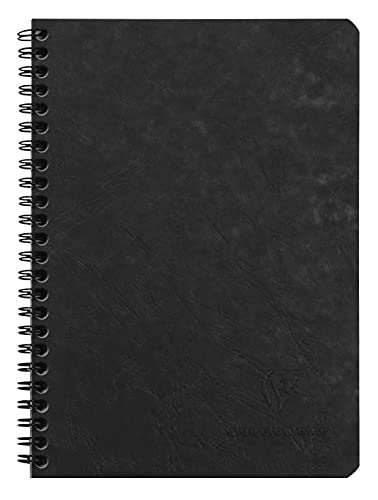 Clairefontaine 785361C - Spiralbuch / Notizheft mit Doppelspirale Age Bag DIN A5 14,8x21 cm, liniert 50 Blatt, heraustrennbar, 90g, Schwarz mit Lederoptik, 1 Stück von Clairefontaine