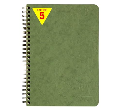 Clairefontaine 785663Cpack - Packung 5 Spiralbuch - Notizheft Age Bag mit Innentaschen DIN A5 14,8x21 cm, liniert, 60 Blatt, Grün, 5 Stück Clairefontaine 785663Cpack - Packung 5 Spiralbuch - Notizheft Age Bag mit Innentaschen DIN A5 14,8x21 cm, liniert, 60 Blatt, Grün, 5 Stück von Clairefontaine