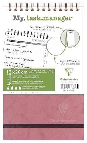 Clairefontaine 786196C – Age Bag My.Task Manager Block mit Gummizug, 12 x 20 cm, 250 Seiten, ablösbar, vorbedruckt, antikes Rosa von Clairefontaine