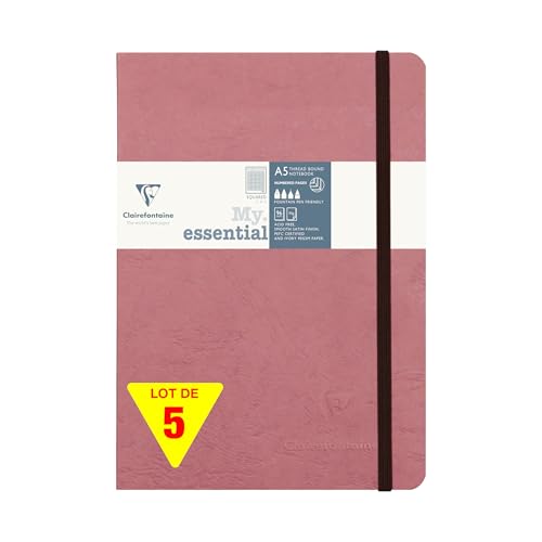 Clairefontaine 793426Cpack - Packung 5x Notizbuch Kladde My essential, Age Bag, DIN A5 14,8x21 cm, 96 Blatt kariert elfenbein, Altrosa 1 Pack Clairefontaine 793426Cpack - Packung 5x Notizbuch Kladde My essential, Age Bag, DIN A5 14,8x21 cm, 96 Blatt kariert elfenbein, Altrosa 1 Pack von Clairefontaine