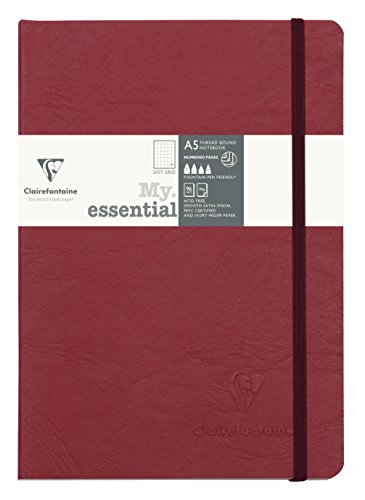 Clairefontaine 793432C Notizbuch AgeBag My Essentials, DIN A5, 14,8 x 21 cm, 96 Blatt, dot, nummeriert, 90g, 1 Stück, Rot von Clairefontaine