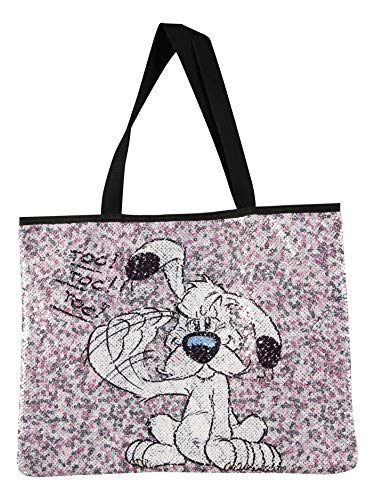 Clairefontaine 812882C - Tasche mit Henkel ''Asterix Zaubertrank'' 40x31cm, mit Wende-Pailleten, Motiv Idefix, 1 Stück von Clairefontaine