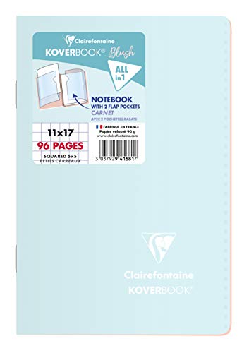 Calligraphe Clairefontaine 941681C - Heft Koverbook Blush, 11 x 17cm, 48 Blatt, kariert mit Rand, Umschlag blickdicht, 1 Stück, farbig sortiert von Calligraphe