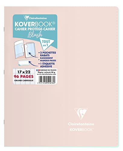 Clairefontaine 951478C - Heft Koverbook BLUSH geheftet Umschlag aus PP zweifarbig blickdicht 17x22cm 48 Blatt, französische Lineatur Rosa/Minzgrün, 1 Stück von Clairefontaine