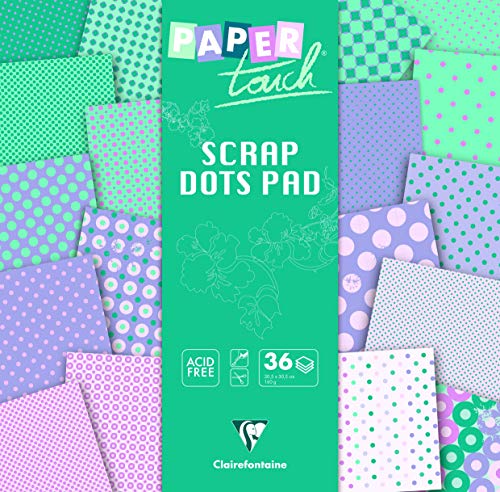 Clairefontaine 95342C - Block Scrap Dots mit 36 Bögen Bastelpapier 160g, 30x30 cm, ideal für Bastelaktivitäten, Kartengestaltung & Scrapbooking, Pastell Violett / Blau sortiert, 1 Stück von Clairefontaine