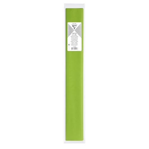 Clairefontaine 95419C - Packung mit 8 Bogen Seidenpapier 18g, 50x75cm, ideal für die Verpackung von Geschenken und Bastelaktivitäten, extrafein & säurefrei, Apfelgrün, 1 Pack von Clairefontaine