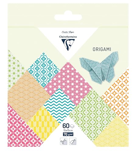 Clairefontaine 95635C - Packung mit 16 Bogen Origamipapier 70g/m2, 15x15cm, Sommer, 1 Pack von Clairefontaine