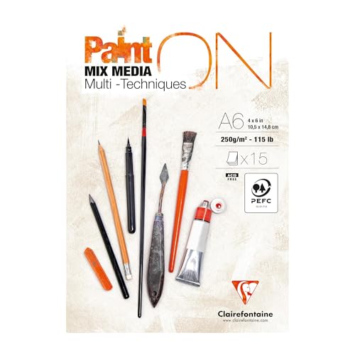 Clairefontaine 960060C - Zeichenblock Malblock PaintON Blanc, DIN A6, kopfseitig geleimt, 15 Blatt, 250g, geeignet für Mixed Media, weiß, 1 Stück Clairefontaine 960060C - Zeichenblock Malblock PaintON Blanc, DIN A6, kopfseitig geleimt, 15 Blatt, 250g, geeignet für Mixed Media, weiß, 1 Stück von Clairefontaine