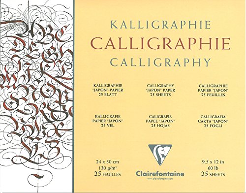 Clairefontaine 96439C Kalligraphiepapier Block Kopfseitig Geleimt Satiniert, 24 x 30 cm, 25 Blatt, 130 g Packung, elfenbein von Clairefontaine