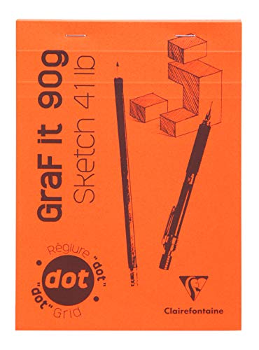 Clairefontaine 96651C Skizzenblock Graf it, DIN A5, 14,8x21 cm, 80 Blatt, 90g, DOT Lineatur, geheftet, ideal für Trockentechniken, 1 Stück, farbig sortiert von Clairefontaine