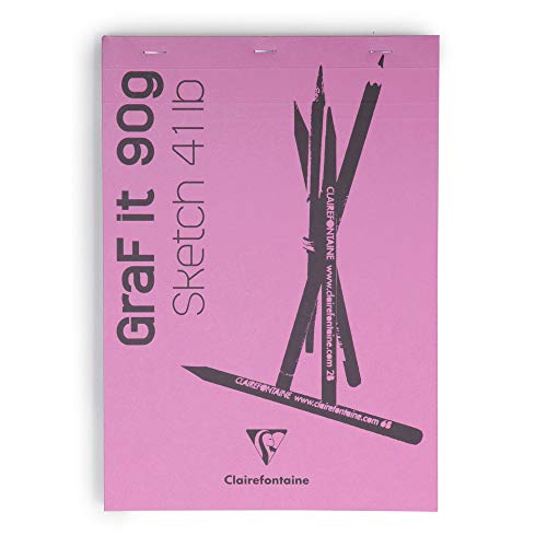 Clairefontaine 96668C - Skizzenheft / Zeichenblock GraF'it, DIN A6 10,5x14,8 cm, kopfseitig geheftet, blanko, 80 Blatt 90g, mikroperforiert abtrennbar ideal für Skizzen & Schnellnotizen, Rosa, 1 Stück von Clairefontaine