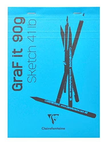 Clairefontaine 96681C - Packung mit 5 Skizzenblöcken GRAF IT, DIN A4 21x29,7 cm, kopfseitig geheftet, 80 Blatt 90g, Blanko, Hellblau, 1 Pack von Clairefontaine