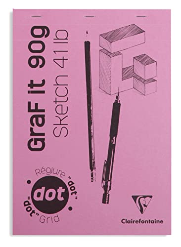 Clairefontaine 96695C - Packung mit 10 Skizzenblöcken GRAF IT, DIN A5 14,8x21cm, kopfseitig geheftet, 80 Blatt 90g, DOT-Lineatur, Rosa, 1 Pack von Clairefontaine