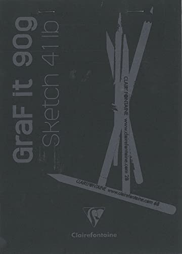 Clairefontaine 96842C - Packung mit 10 Skizzenblöcken GRAF IT, DIN A5 14,8x21cm, kopfseitig geheftet, 80 Blatt 90g, Blanko, Schwarz, 1 Pack von Clairefontaine