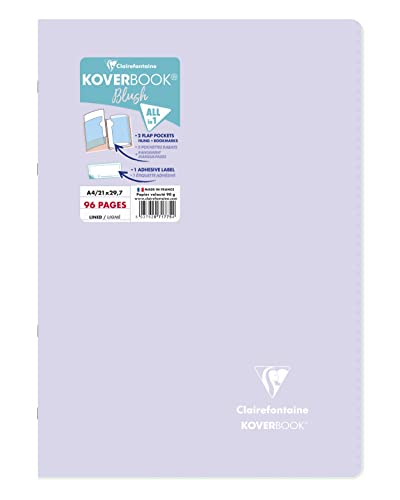 Clairefontaine 971775C - Heft Koverbook BLUSH geheftet Umschalg aus PP zweifarbig blickdicht 21x29,7cm 48 Blatt, liniert, Lila/Lindengrün, 1 Stück von Clairefontaine