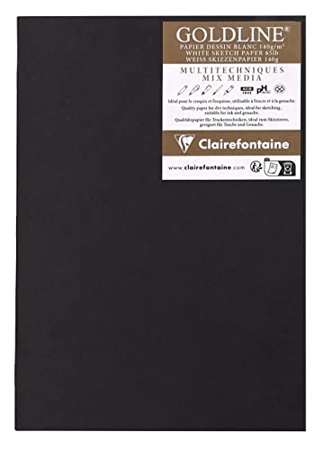 Clairefontaine 975524C - Skizzenheft Goldline, DIN A5, 20 Blatt 140g, ideal für Trockentechniken, weiß, 1 Stück von Clairefontaine