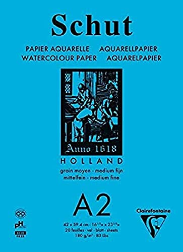 Clairefontaine 975736C - Aquarellblock Shut DIN A2, 42x59,4cm, geleimt, 20 Blatt weiß 250g, mittelfeine Körnung, ideal für Nasstechniken, Weiß, 1 Stück von Clairefontaine