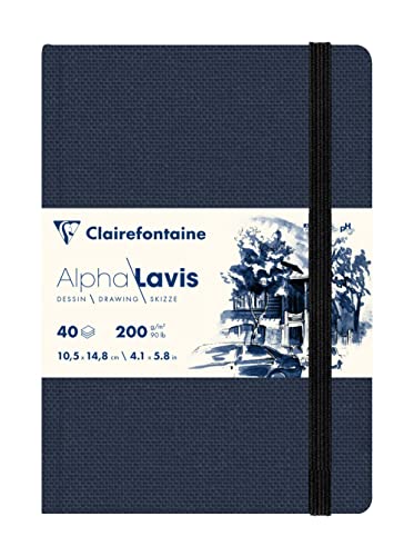 Clairefontaine 975960C - Lavis Zeichenbuch mit festem Einband, mit Fadenbindung, DIN A6 10,5x14,8cm, Querformat, 40 Blatt elfenbein 200g, 1 Stück von Clairefontaine