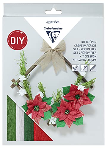 Clairefontaine 97708C - Set Krepppapier, 20,5x1,5x30cm, Weihnachtskranz, 1 Set von Clairefontaine