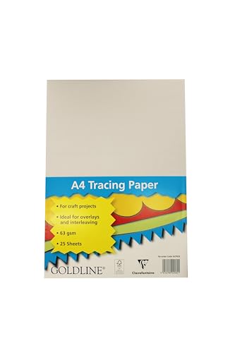 Clairefontaine GCP022Z - Packung mit 20 Bogen Transparentpapier Goldline, DIN A4 21x29,7 cm, 90g, ideal für technisches und kreatives Zeichnen, 1 Pack von Clairefontaine