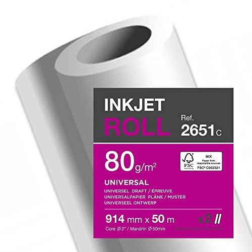 Clairefontaine InkjetPlotterrolle, B914 mm x L50 m 2651C von Clairefontaine