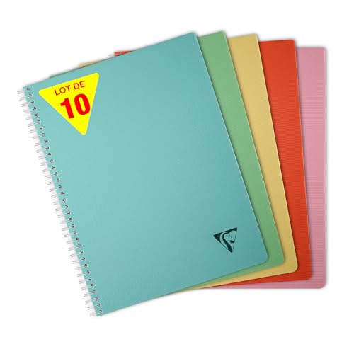 Clairefontaine 327125Cpack - Packung mit 10x Spiralbücher Linicolor Essence, DIN A4, 50 Blatt kariert 90g, Einband aus PP, farbig sortiert, 1 Pack Clairefontaine 327125Cpack - Packung mit 10x Spiralbücher Linicolor Essence, DIN A4, 50 Blatt kariert 90g, Einband aus PP, farbig sortiert, 1 Pack von Clairefontaine