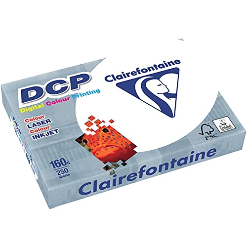 Clairefontaine Multifunktionspapier DCP, A4, 160 g/m², weiß (250 Blatt), Sie erhalten 1 Packung á 250 Blatt von Clairefontaine