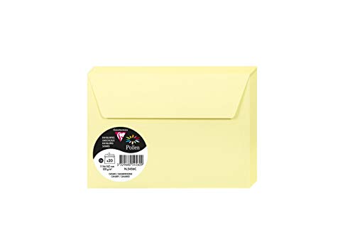 Clairefontaine 5456C - Packung mit 20 Umschläge Pollen, Format C6, 114 x 162mm, 120g, ideal für Korrespondenz und Einladungen, Kanariengelb 1 Pack von Clairefontaine