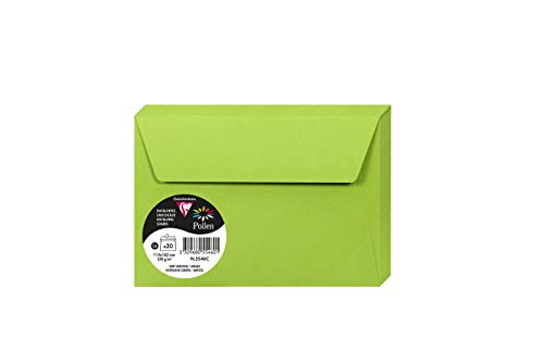 Clairefontaine 5546C - Packung mit 20 Umschläge Pollen, Format C6, 114 x 162mm, 120g, ideal für Korrespondenz und Einladungen, Minzgrün, 1 Pack von Clairefontaine