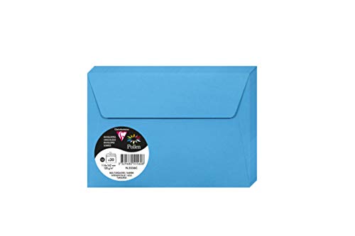 Clairefontaine 5556C - Packung mit 20 Umschläge Pollen, Format C6, 114 x 162mm, 120g, ideal für Korrespondenz und Einladungen, Karibikblau, 1 Pack von Clairefontaine