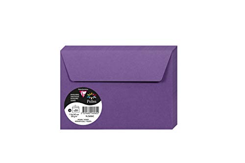 Clairefontaine 5606C - Packung mit 20 Umschläge Pollen, Format C6, 114 x 162mm, 120g, ideal für Einladungen und Korrespondenz, Violett, 1 Pack von Clairefontaine