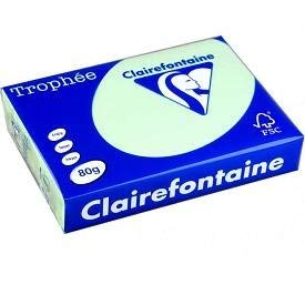 Clairefontaine 1975C - Karton mit 5 Ries à 500 Blatt Druckerpapier / Kopierpapier Trophée, DIN A4 (21x29,7 cm), 80g, Hellgrün Pastellfarbe, 1 Karton von Clairefontaine