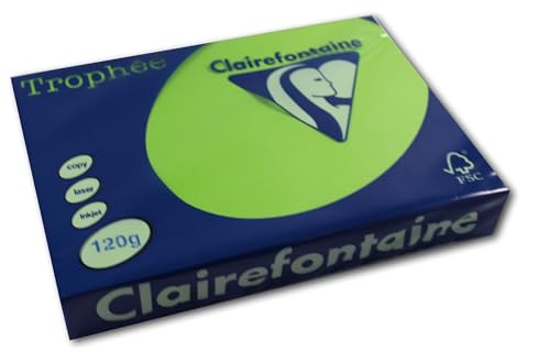 Clairefontaine 1293C - Ries mit 250 Blatt Druckerpapier / Kopierpapier Trophée, DIN A4 (21x29,7 cm), 120g, Minze intensive Farbe, 1 Ries von Clairefontaine