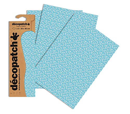 Decopatch Papier No. 702 (hellblau grau Fuchs, 395 x 298 mm) 3er Pack von Clairefontaine