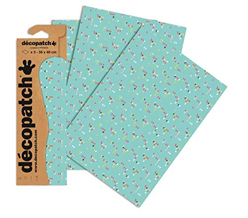 Decopatch Papier No. 714 (blau Dreieck bunt, 395 x 298 mm) 3er Pack von Decopatch