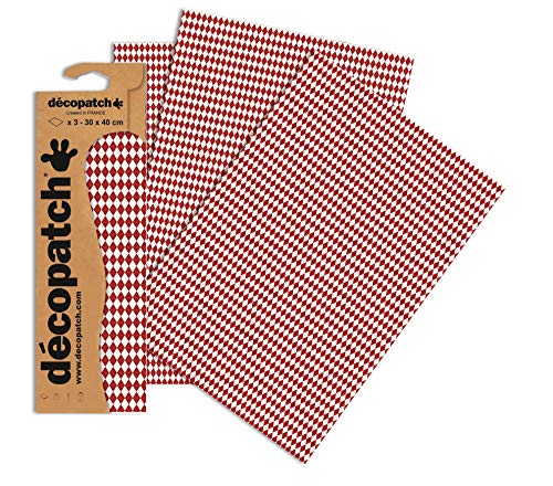 Decopatch Papier No. 738 (lachs Raute Bordüre, 395 x 298 mm) 3er Pack von Décopatch