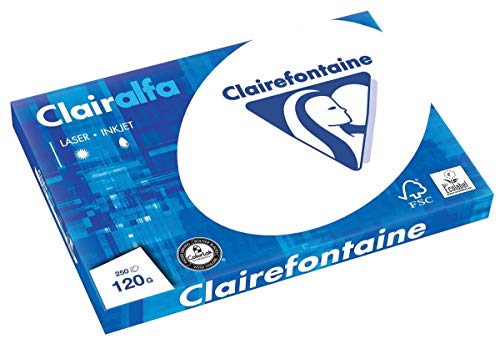 Paket 250 Blatt Clairalfa Papier, A3, 120 g/m2, Weiß, 5 Stück von Clairefontaine