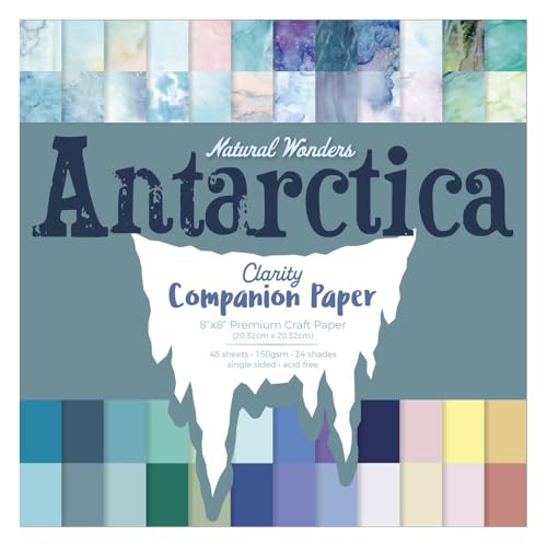 Antarctica – Clarity Companion Paper 20,3 x 20,3 cm, dekorativer Bastelpapierblock, Designer-Spezialpapier für Scrapbooking, Kartenherstellung, Druckherstellung, Stempeln, 150 g/m² von Claritystamp