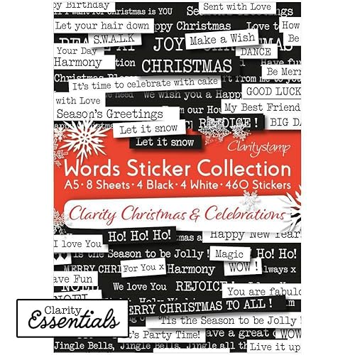 Claritystamp Words Sticker Collection - Christmas & Celebrations: A5, 8 Sheets, 460 Stickers von Claritystamp