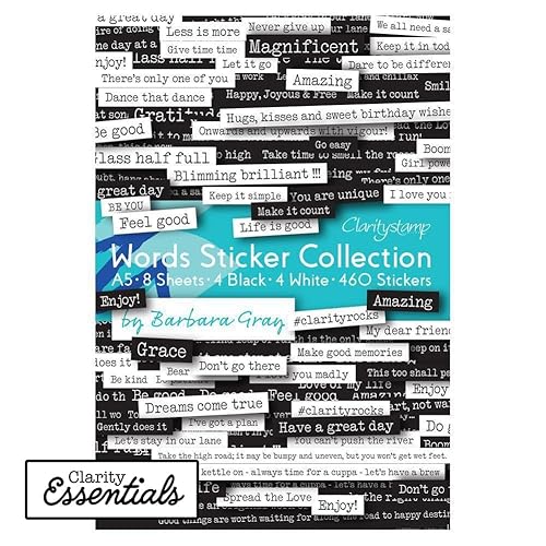 Claritystamp Words Sticker Collection by Barbara Gray: A5, 8 Blatt, 460 Aufkleber von Claritystamp