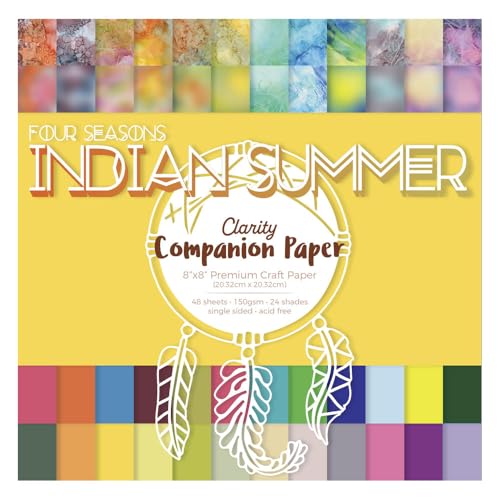 Indian Summer – Clarity Companion Paper 20,3 x 20,3 cm, dekorativer Bastelpapierblock, Designer-Spezialpapier für Scrapbooking, Kartenherstellung, Druckherstellung, Stempeln, 150 g/m² von Claritystamp