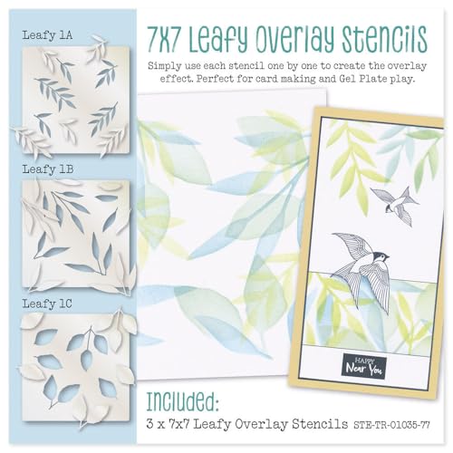 Leafy Overlay 17.8 cm x 17.8 cm Stencil Collection:3 Schablonen von Claritystamp