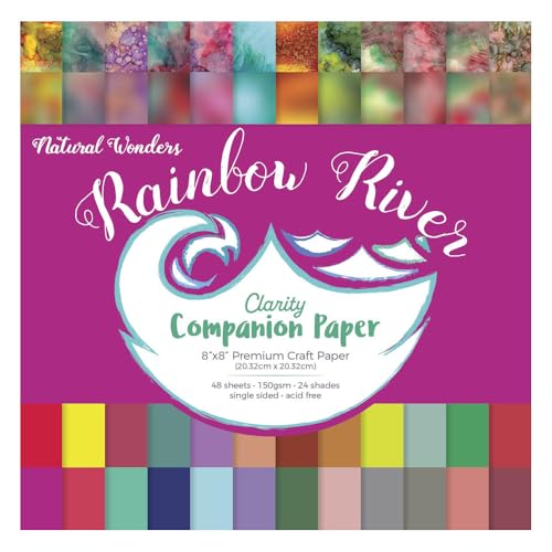 Rainbow River – Clarity Companion Paper 20,3 x 20,3 cm, dekorativer Bastelpapierblock, Designer-Spezialpapier für Scrapbooking, Kartenherstellung, Druckherstellung, Stempeln, 150 g/m² von Claritystamp